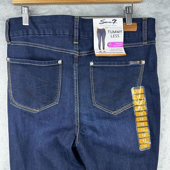 seven 7 tummyless highrise skinny jeans 12 Blue Stretch Denim - Picture 7 of 14